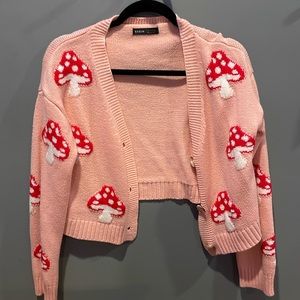 pink mushroom indie cardigan!